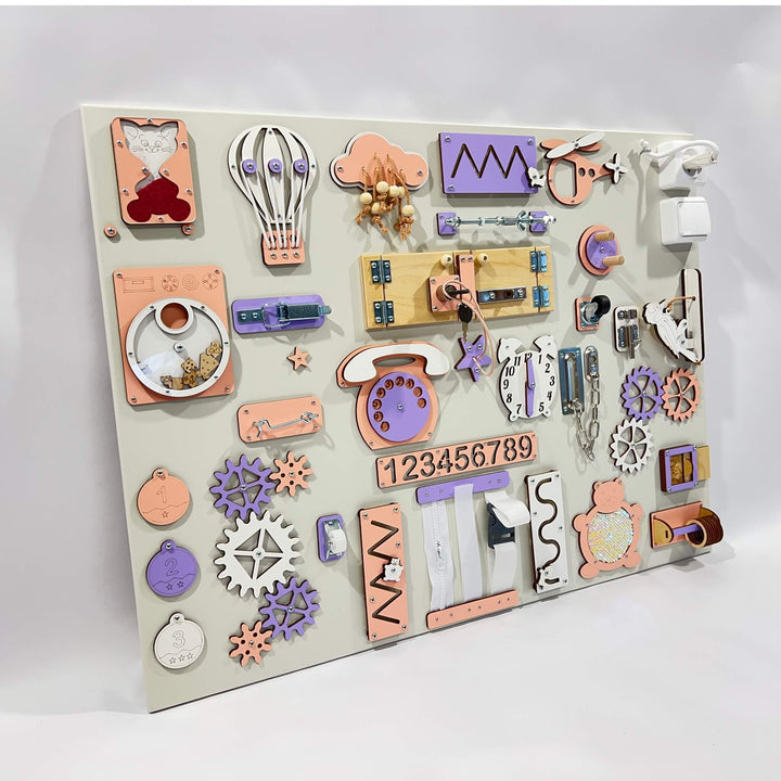 Extra large Montessori busy board with activities (60×80 cm)